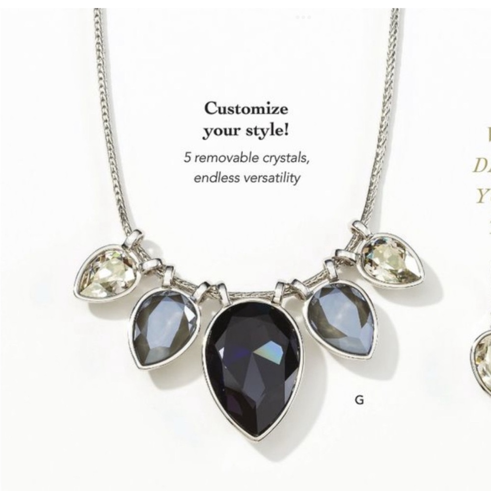 Silver Necklace with Removable Crystals